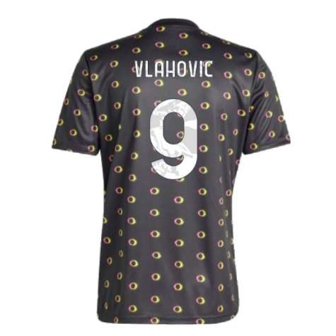 2024-2025 Juventus Pre-Match Shirt (Black) (Vlahovic 9)