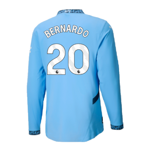 2024-2025 Man City Authentic Long Sleeve Home Shirt (Bernardo 20)