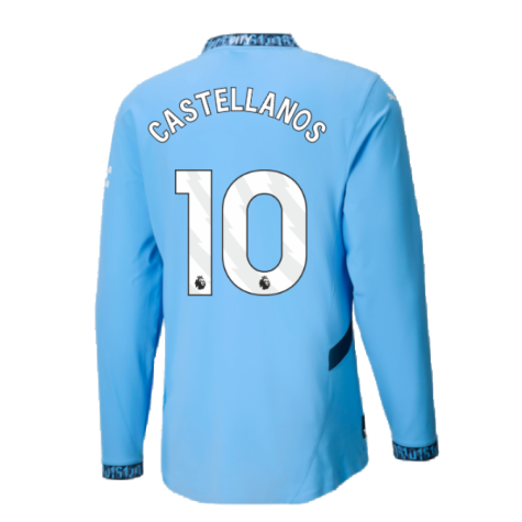 2024-2025 Man City Authentic Long Sleeve Home Shirt (Castellanos 10)