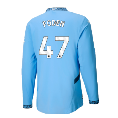 2024-2025 Man City Authentic Long Sleeve Home Shirt (Foden 47)