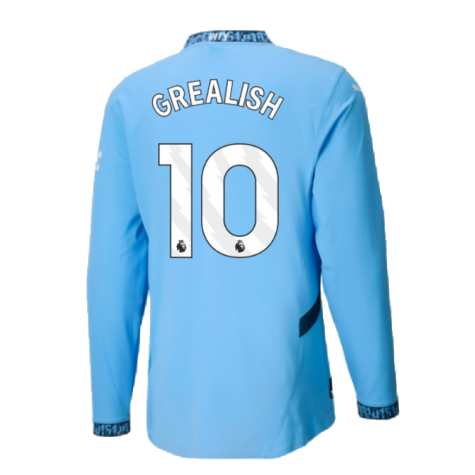 2024-2025 Man City Authentic Long Sleeve Home Shirt (Grealish 10)