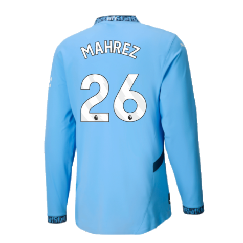 2024-2025 Man City Authentic Long Sleeve Home Shirt (Mahrez 26)