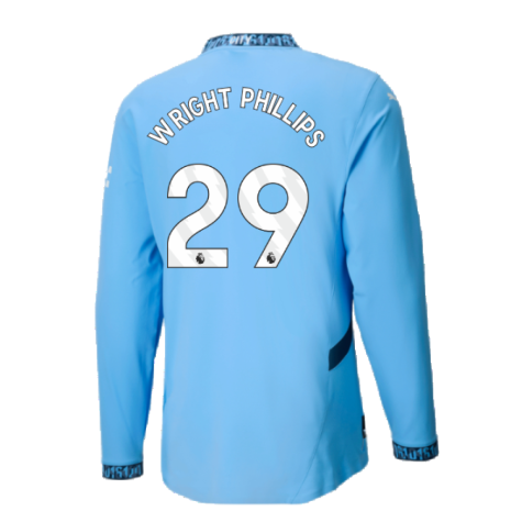 2024-2025 Man City Authentic Long Sleeve Home Shirt (Wright Phillips 29)