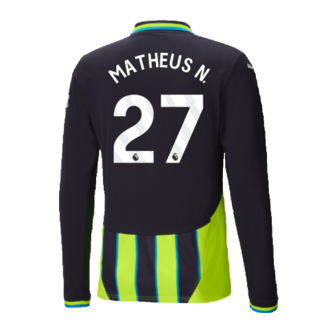 2024-2025 Man City Away Long Sleeve Authentic Shirt (Matheus N. 27)