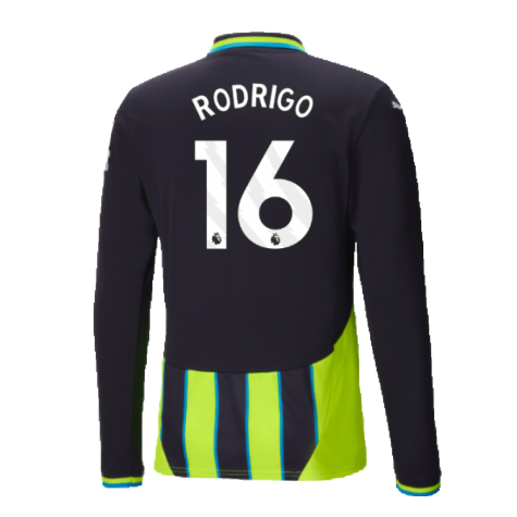 2024-2025 Man City Away Long Sleeve Authentic Shirt (Rodrigo 16)