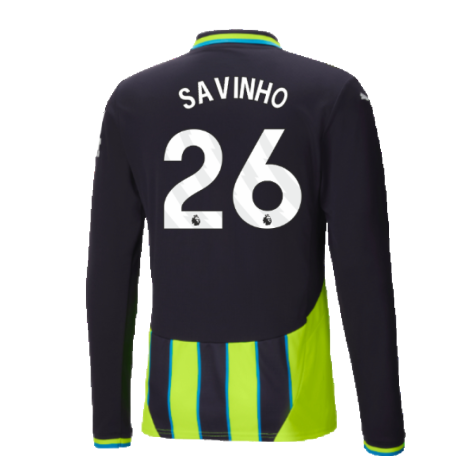 2024-2025 Man City Away Long Sleeve Authentic Shirt (Savinho 26)