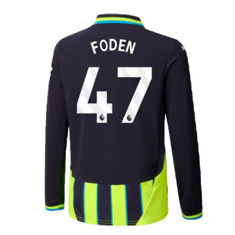 2024-2025 Man City Away Long Sleeve Shirt (Kids) (Foden 47)