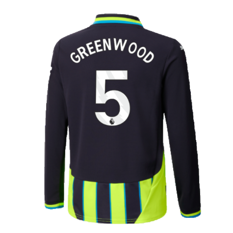 2024-2025 Man City Away Long Sleeve Shirt (Kids) (Greenwood 5)