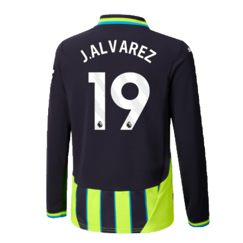 2024-2025 Man City Away Long Sleeve Shirt (Kids) (J.Alvarez 19)