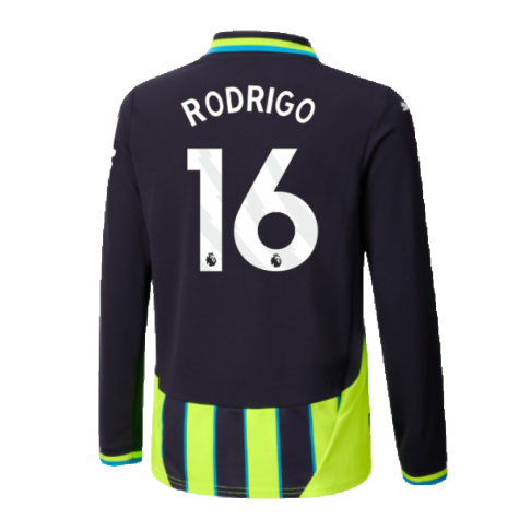 2024-2025 Man City Away Long Sleeve Shirt (Kids) (Rodrigo 16)