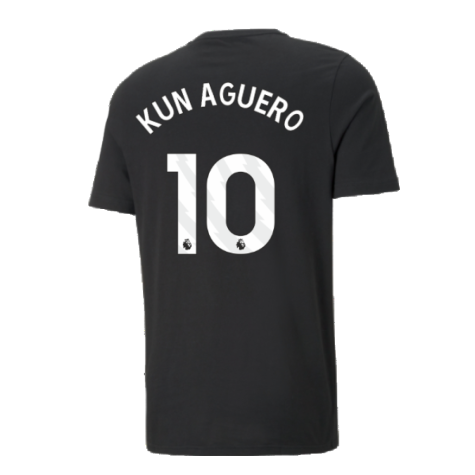 2024-2025 Man City ESS Tee (Black) - Kids (Kun Aguero 10)