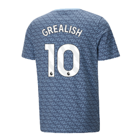 2024-2025 Man City ftblCulture Tee AOP (Navy) - Kids (Grealish 10)