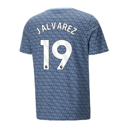 2024-2025 Man City ftblCulture Tee AOP (Navy) - Kids (J.Alvarez 19)