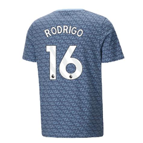 2024-2025 Man City ftblCulture Tee AOP (Navy) - Kids (Rodrigo 16)