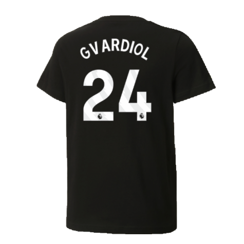 2024-2025 Man City ftblCulture Tee (Black) - Kids (Gvardiol 24)