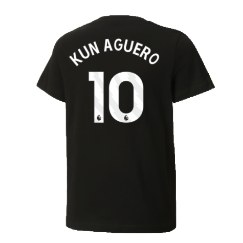 2024-2025 Man City ftblCulture Tee (Black) - Kids (Kun Aguero 10)