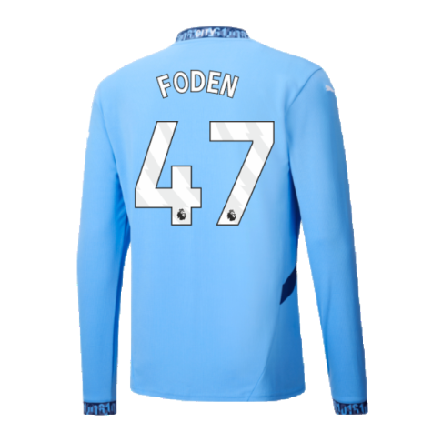 2024-2025 Man City Home Long Sleeve Shirt (Foden 47)