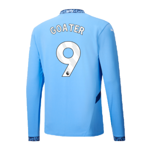 2024-2025 Man City Home Long Sleeve Shirt (Goater 9)