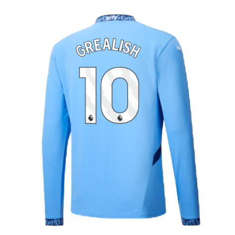 2024-2025 Man City Home Long Sleeve Shirt (Grealish 10)