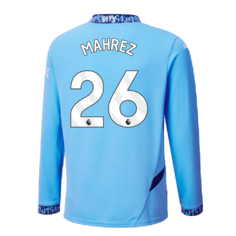 2024-2025 Man City Home Long Sleeve Shirt (Kids) (Mahrez 26)