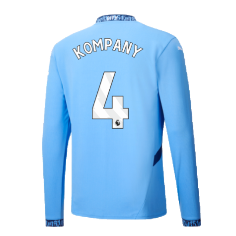 2024-2025 Man City Home Long Sleeve Shirt (Kompany 4)