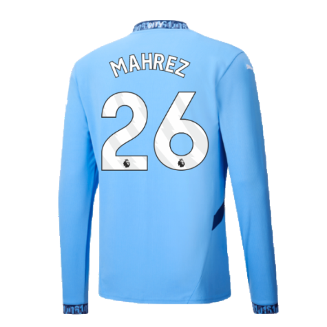 2024-2025 Man City Home Long Sleeve Shirt (Mahrez 26)