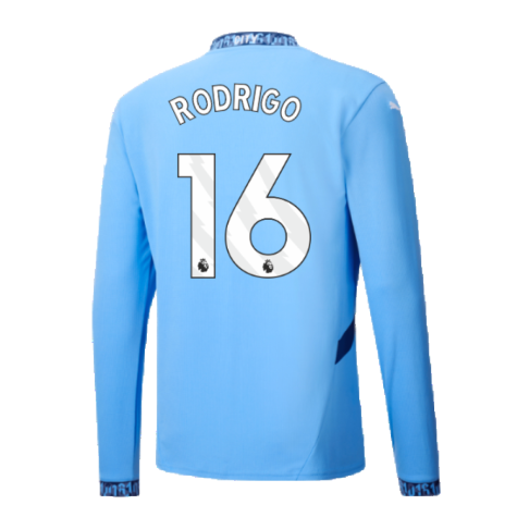 2024-2025 Man City Home Long Sleeve Shirt (Rodrigo 16)