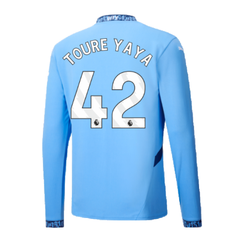 2024-2025 Man City Home Long Sleeve Shirt (Toure Yaya 42)