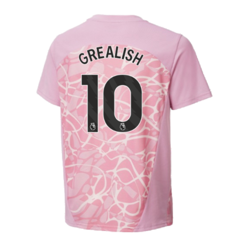 2024-2025 Man City Pre-Match Shirt (Pink Icing) - Kids (Grealish 10)