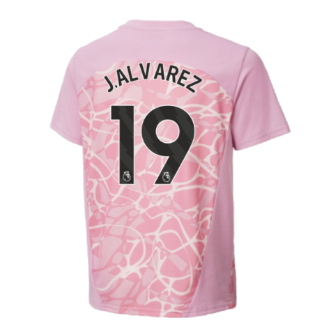 2024-2025 Man City Pre-Match Shirt (Pink Icing) - Kids (J.Alvarez 19)