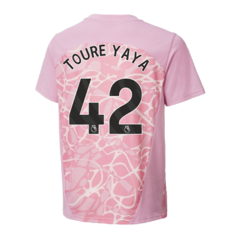 2024-2025 Man City Pre-Match Shirt (Pink Icing) - Kids (Toure Yaya 42)