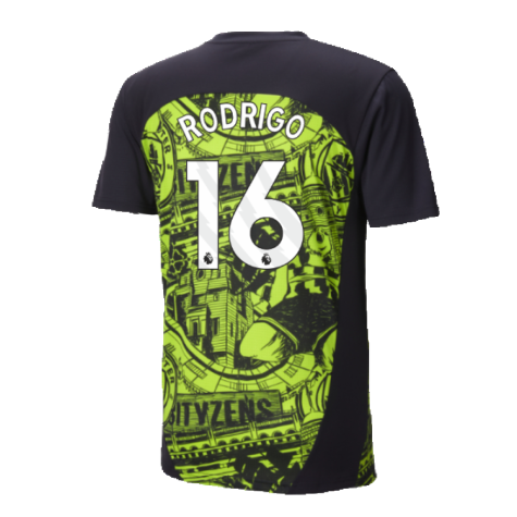 2024-2025 Man City Pre-Match Shirt (Yellow Glow) - Kids (Rodrigo 16)