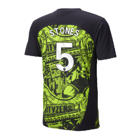 2024-2025 Man City Pre-Match Shirt (Yellow Glow) - Kids (Stones 5)