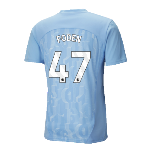 2024-2025 Man City Prematch SS Shirt (Light Blue) (Foden 47)