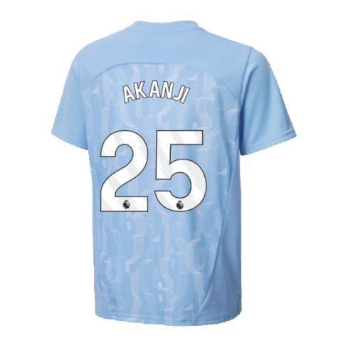 2024-2025 Man City Prematch SS Shirt (Light Blue) - Kids (Akanji 25)