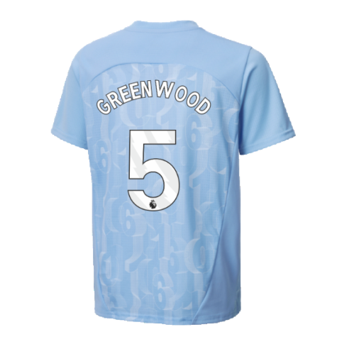 2024-2025 Man City Prematch SS Shirt (Light Blue) - Kids (Greenwood 5)