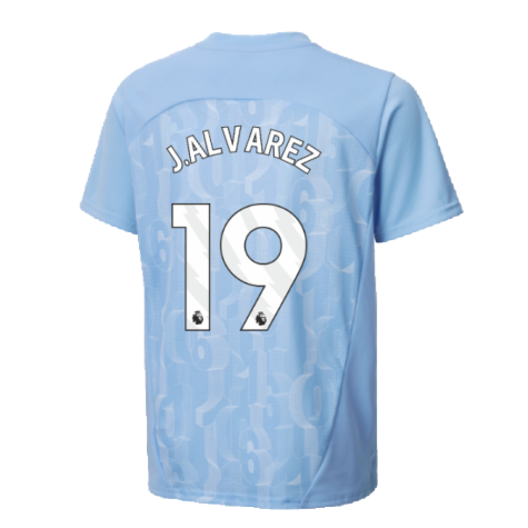 2024-2025 Man City Prematch SS Shirt (Light Blue) - Kids (J.Alvarez 19)