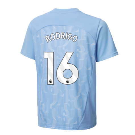 2024-2025 Man City Prematch SS Shirt (Light Blue) - Kids (Rodrigo 16)