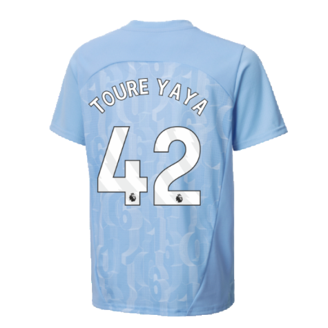 2024-2025 Man City Prematch SS Shirt (Light Blue) - Kids (Toure Yaya 42)