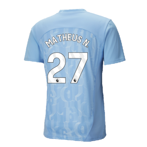 2024-2025 Man City Prematch SS Shirt (Light Blue) (Matheus N. 27)