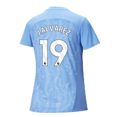 2024-2025 Man City Prematch SS Shirt (Light Blue) - Womens (J.Alvarez 19)