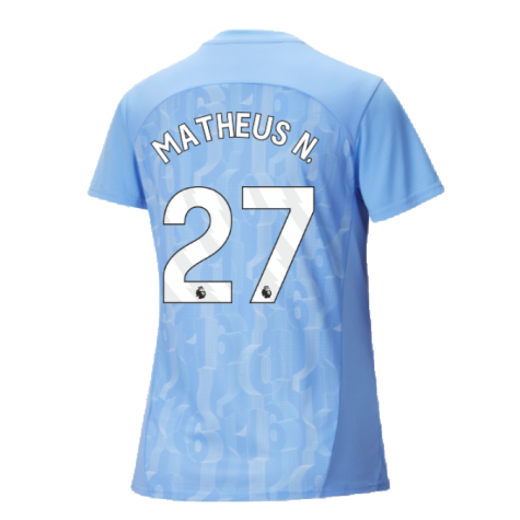 2024-2025 Man City Prematch SS Shirt (Light Blue) - Womens (Matheus N. 27)