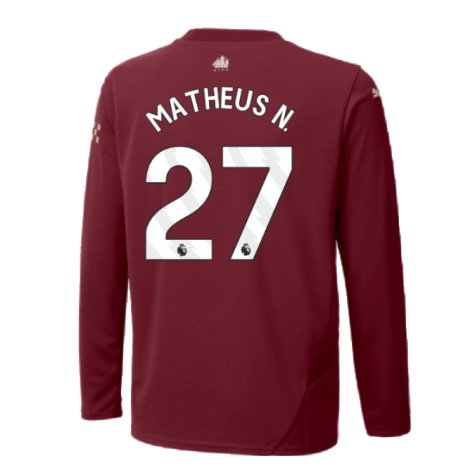 2024-2025 Man City Third Long Sleeve Shirt (Kids) (Matheus N. 27)