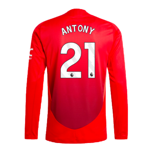 2024-2025 Man Utd Authentic Long Sleeve Home Shirt (Antony 21)