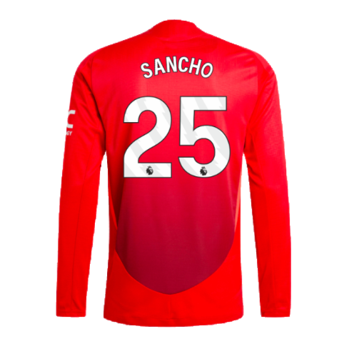 2024-2025 Man Utd Authentic Long Sleeve Home Shirt (Sancho 25)