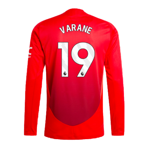 2024-2025 Man Utd Authentic Long Sleeve Home Shirt (Varane 19)