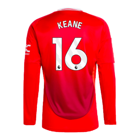 2024-2025 Man Utd Long Sleeve Home Shirt (Keane 16)