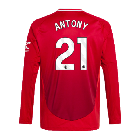 2024-2025 Man Utd Long Sleeve Home Shirt (Kids) (Antony 21)