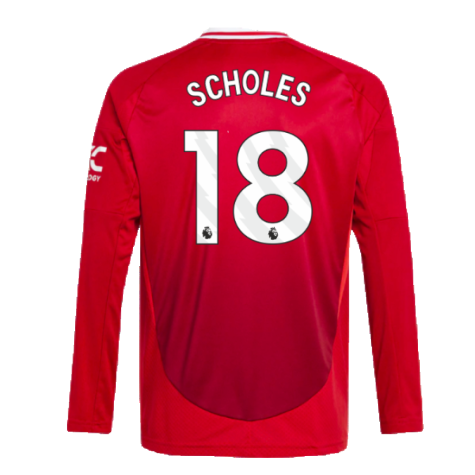 2024-2025 Man Utd Long Sleeve Home Shirt (Kids) (Scholes 18)