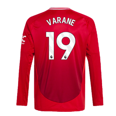 2024-2025 Man Utd Long Sleeve Home Shirt (Kids) (Varane 19)